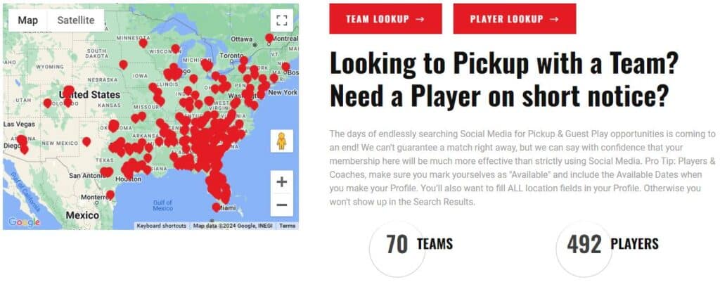 Map of Players Team and Player count